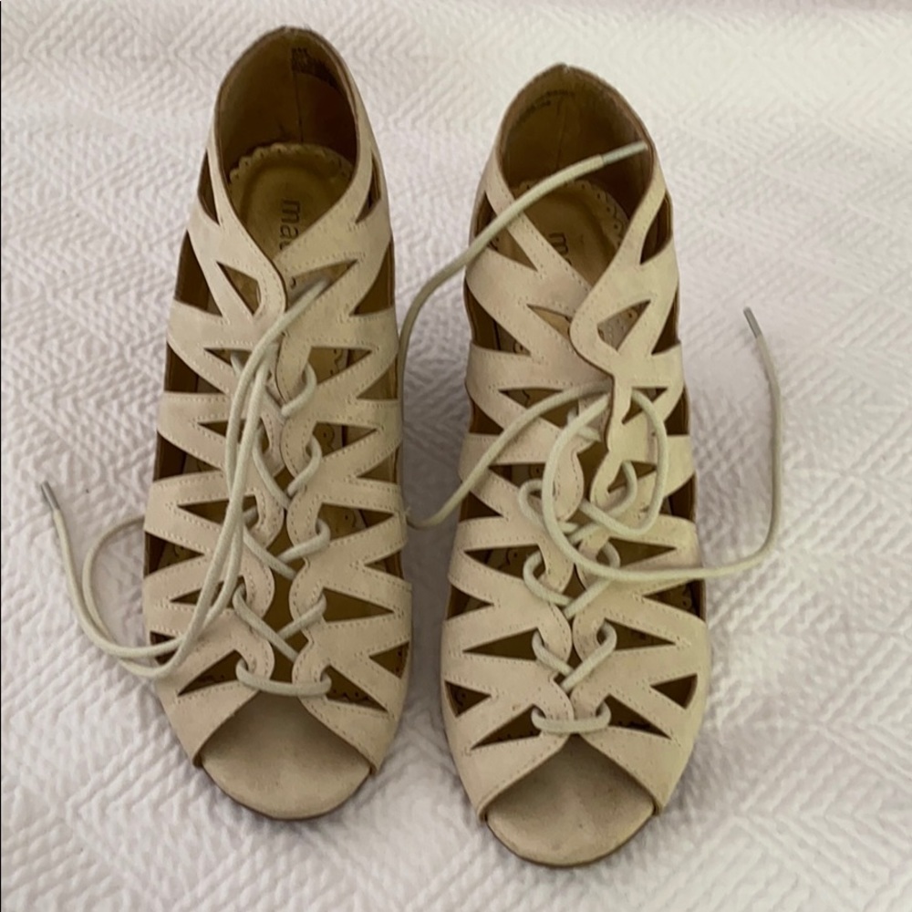 Lace up wedges.